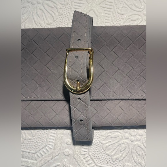 Vintage Leather Gray Travel Jewelry Pouch Roll Bag Made in Italy - Picture 2 of 12